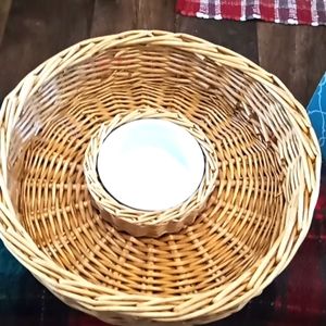 Wicker serving tray L 14" Center 5" depth 4"